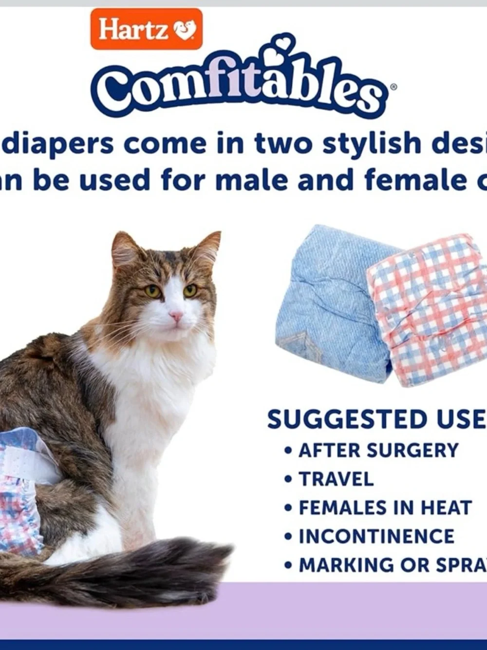 Comfitables White Cat Diapers - Secure Fit (16 Count) Small